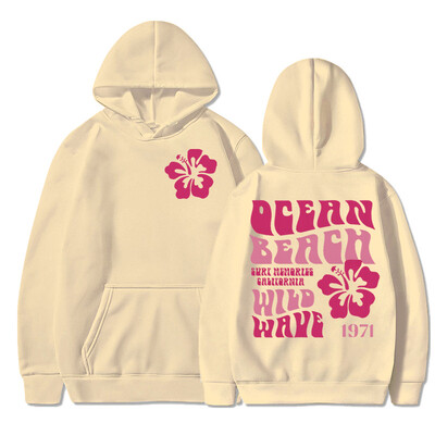 Παιδική κουκούλα με κουκούλα "Ocean Beach Wild Wave" Επιστολή εκτύπωσης με κουκούλα για αγόρια για κορίτσια Αισθητική μακρυμάνικη φούτερ Flower trend Παιδικές κουκούλες