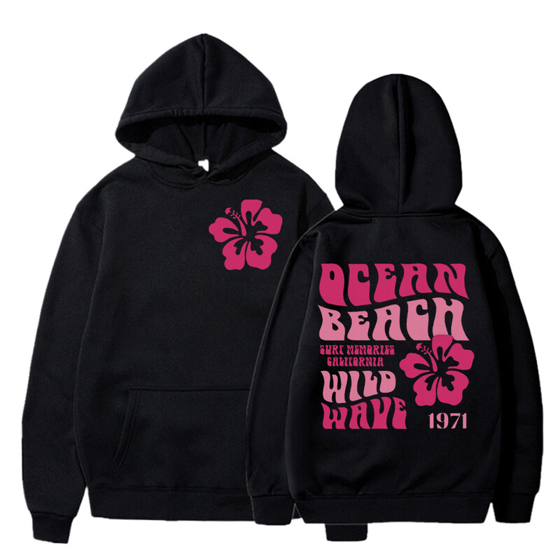 Παιδική κουκούλα με κουκούλα "Ocean Beach Wild Wave" Επιστολή εκτύπωσης με κουκούλα για αγόρια για κορίτσια Αισθητική μακρυμάνικη φούτερ Flower trend Παιδικές κουκούλες