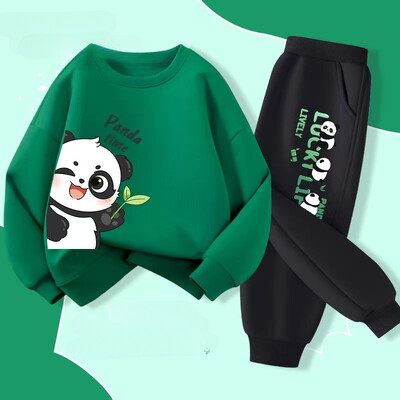 Őszi kisfiú ruhák divatos nyomott pólók és nadrágok 2 részes készlet gyerekek lányok alkalmi felső alsó ruhák tréningruhák