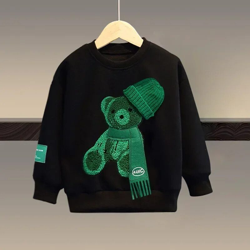 Pavasara mazuļu meitenes zēnu apģērbu komplekts bērniem sporta karikatūra lāču džemperis, augšdaļa un bikses ar dibenu, divdaļīgs uzvalks kokvilnas treniņtērps