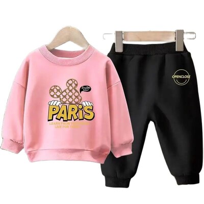 Őszi Gyerek Fiú Ruha Szett Gyerek Lányok Rajzfilm Medve Print Pulóverek Pulóver Felső és nadrág 2db Öltöny Tinédzser ruhák Tréningruha