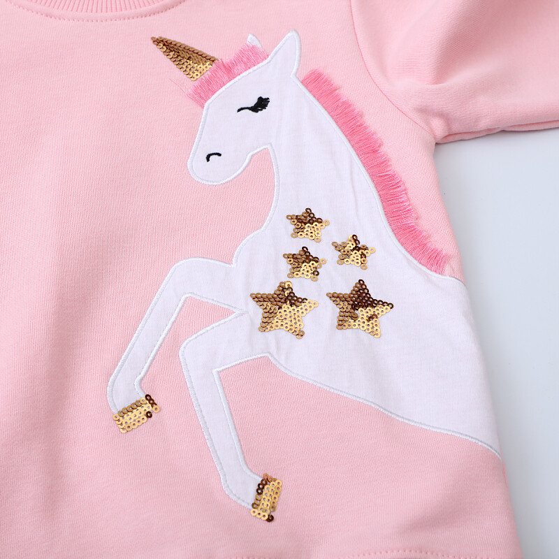 Kis maven Gyerekek Őszi ruhák 2024 Kislányok Rajzfilm felsők Egyszarvú Hímzés Csillagok Flitter Pulóverek Lányok Gyermek Pulóverek