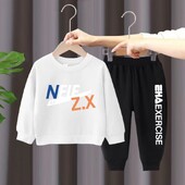 Rudens kūdikių mergaičių rūbų rinkinys Vaikų berniukų raidėmis marginti megztiniai viršus ir kelnaičių apatinė dalis 2 dalių kostiumas ilgomis rankovėmis sportiniai kostiumai