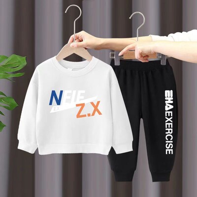 Rudens kūdikių mergaičių rūbų rinkinys Vaikų berniukų raidėmis marginti megztiniai viršus ir kelnaičių apatinė dalis 2 dalių kostiumas ilgomis rankovėmis sportiniai kostiumai