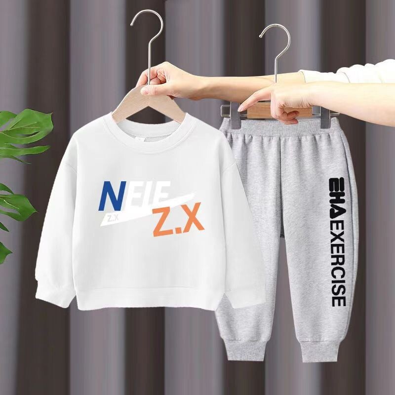 Rudens kūdikių mergaičių rūbų rinkinys Vaikų berniukų raidėmis marginti megztiniai viršus ir kelnaičių apatinė dalis 2 dalių kostiumas ilgomis rankovėmis sportiniai kostiumai