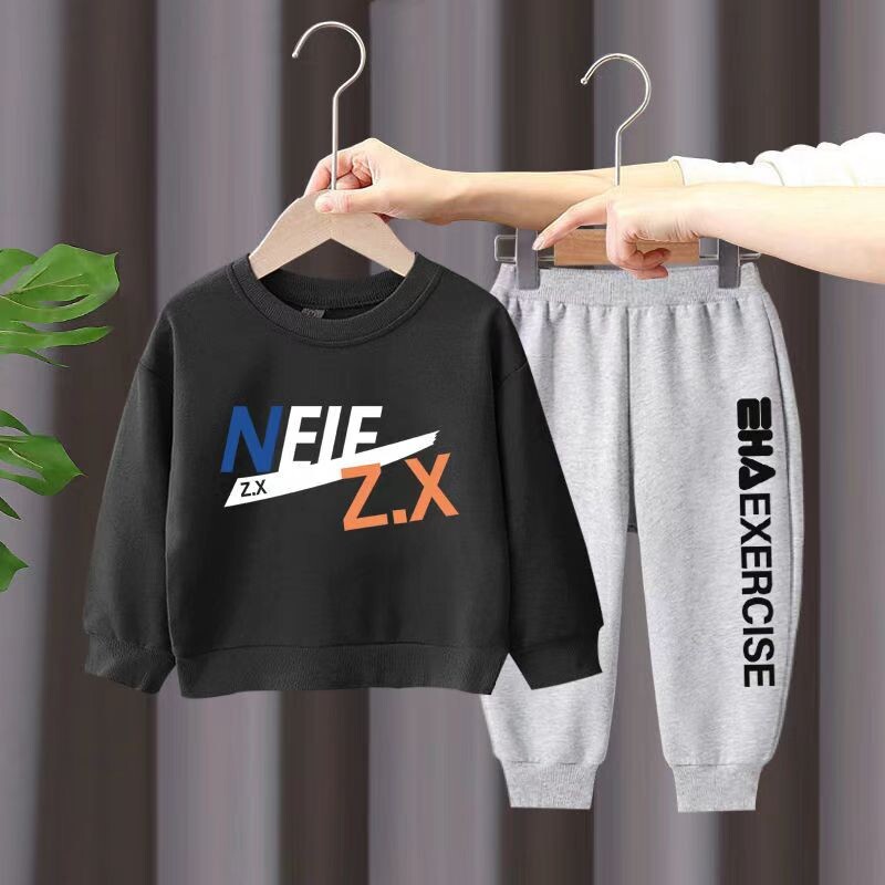 Rudens kūdikių mergaičių rūbų rinkinys Vaikų berniukų raidėmis marginti megztiniai viršus ir kelnaičių apatinė dalis 2 dalių kostiumas ilgomis rankovėmis sportiniai kostiumai