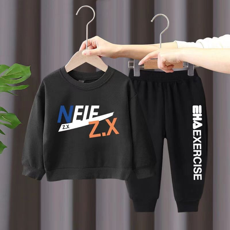 Rudens kūdikių mergaičių rūbų rinkinys Vaikų berniukų raidėmis marginti megztiniai viršus ir kelnaičių apatinė dalis 2 dalių kostiumas ilgomis rankovėmis sportiniai kostiumai