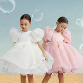 Nauja vasaros princesės suknelė mergaitėms 3–8 m. Elegantiška rožinė pūsta suknelė Vaikams iškilminga vakarinė suknelė Mergaičių vestuvinio gimtadienio suknelės