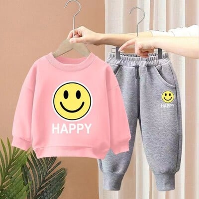 Őszi gyerek fiú ruha szett gyerekeknek lányok rajzfilm nyomtatott pulóverek pulóver felső és nadrág öltöny baba felső alsó atléta