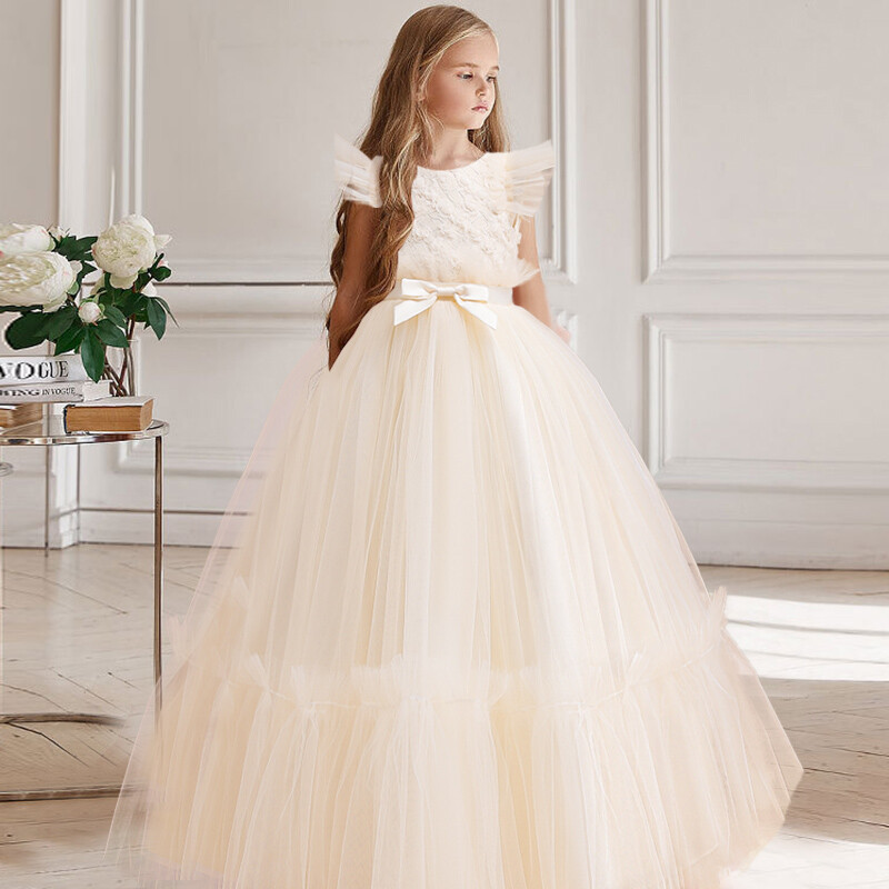 Meiteņu Ziemassvētku kleita Ziedi Līgavas māsa Bērni Princeses Apģērbi Gari Sarīkojumu tērpi Konkurss Izlaiduma Vakarēdiens Vestidos 13 14 gadi