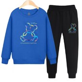 Jesenski komplet odjeće za djevojčice i dječake, dječja majica s otisnutim crtićima i medvjedom, gornji dio i donji dio hlača, dvodijelna trenirka