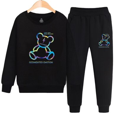 Jesenski komplet odjeće za djevojčice i dječake, dječja majica s otisnutim crtićima i medvjedom, gornji dio i donji dio hlača, dvodijelna trenirka