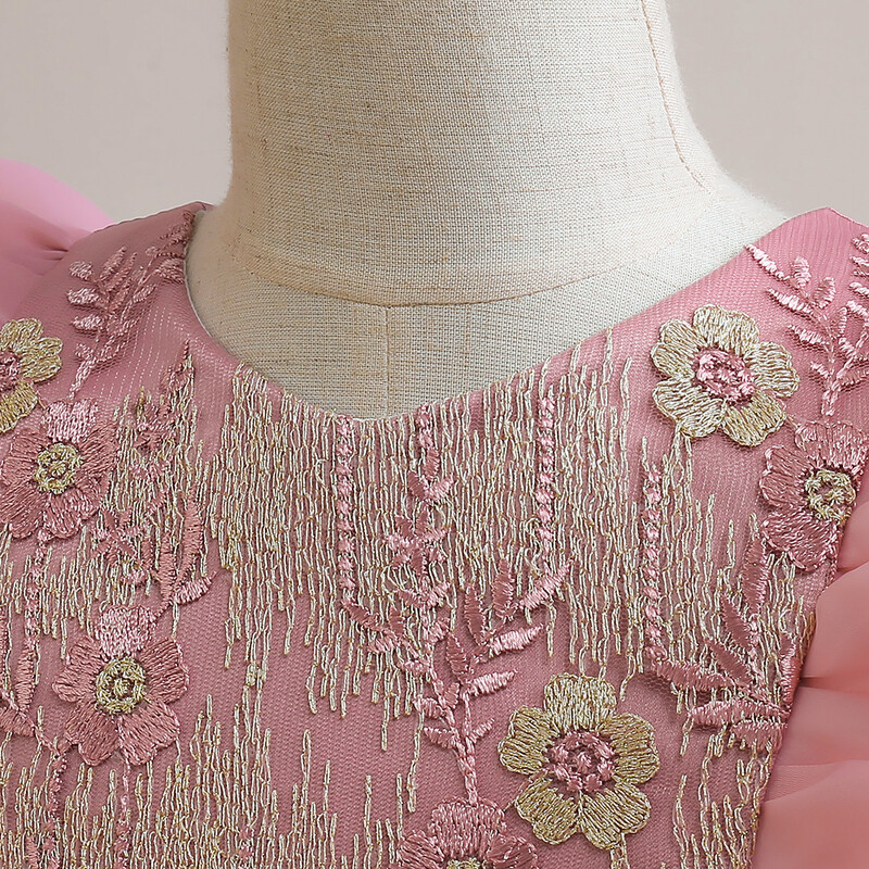 Φόρεμα για πάρτι παράνυμφος με μανίκια για κορίτσι Χριστουγεννιάτικο κοστούμι δαντέλα λουλούδι πριγκίπισσα νυφικό φόρεμα κοριτσιού φιόγκο Φόρεμα γενεθλίων Vestido