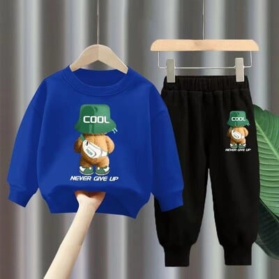 Φθινοπωρινό σετ ρούχων για κοριτσάκι για αγόρια Παιδικό αθλητικό σακίδιο πλάτης αρκουδάκι Φούτερ μπλούζα και παντελόνι 2 τεμάχια φόρμα παιδική φόρμα