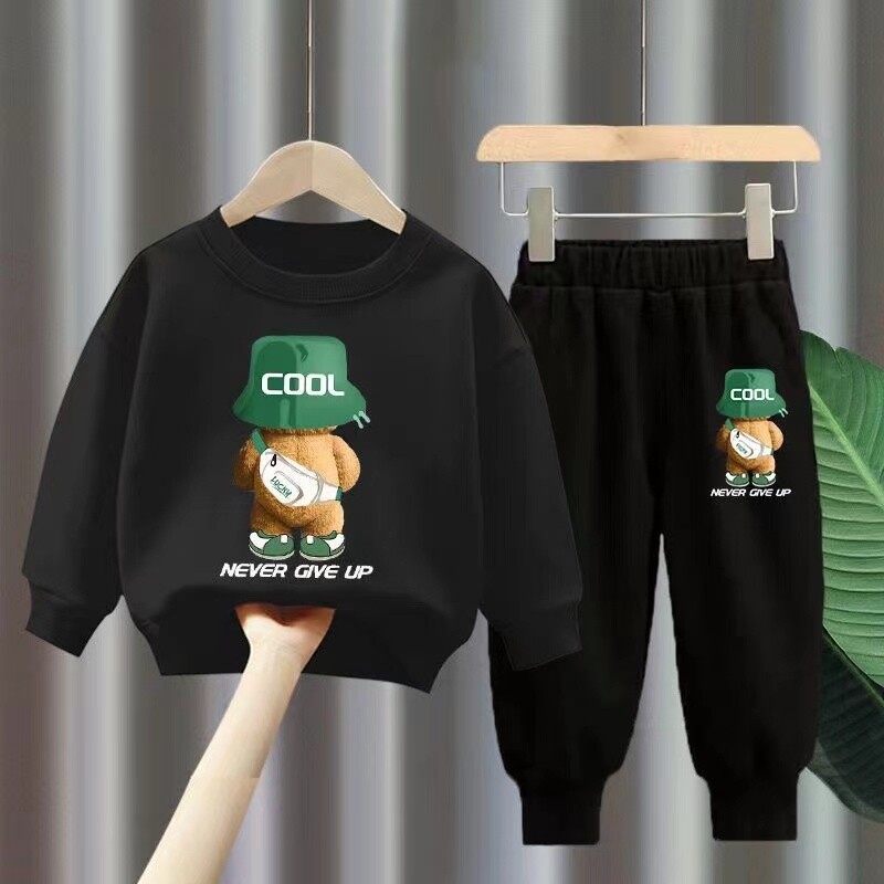 Φθινοπωρινό σετ ρούχων για κοριτσάκι για αγόρια Παιδικό αθλητικό σακίδιο πλάτης αρκουδάκι Φούτερ μπλούζα και παντελόνι 2 τεμάχια φόρμα παιδική φόρμα