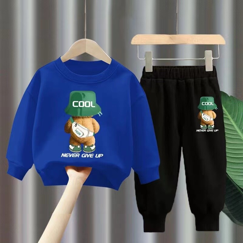 Φθινοπωρινό σετ ρούχων για κοριτσάκι για αγόρια Παιδικό αθλητικό σακίδιο πλάτης αρκουδάκι Φούτερ μπλούζα και παντελόνι 2 τεμάχια φόρμα παιδική φόρμα