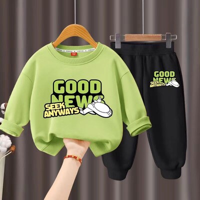 Rudeninis vaikiškų berniukų drabužių rinkinys Vaikams Mergaičių raidėmis marginti megztiniai su megztiniu ir kelnės 2 dalių kostiumas ilgomis rankovėmis sportinis kostiumas