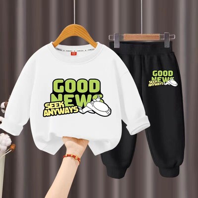 Rudeninis vaikiškų berniukų drabužių rinkinys Vaikams Mergaičių raidėmis marginti megztiniai su megztiniu ir kelnės 2 dalių kostiumas ilgomis rankovėmis sportinis kostiumas