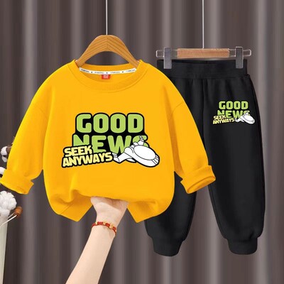 Rudeninis vaikiškų berniukų drabužių rinkinys Vaikams Mergaičių raidėmis marginti megztiniai su megztiniu ir kelnės 2 dalių kostiumas ilgomis rankovėmis sportinis kostiumas