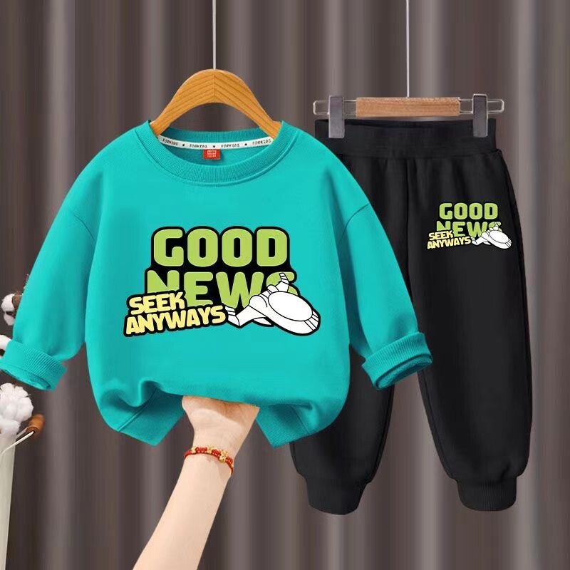 Rudeninis vaikiškų berniukų drabužių rinkinys Vaikams Mergaičių raidėmis marginti megztiniai su megztiniu ir kelnės 2 dalių kostiumas ilgomis rankovėmis sportinis kostiumas