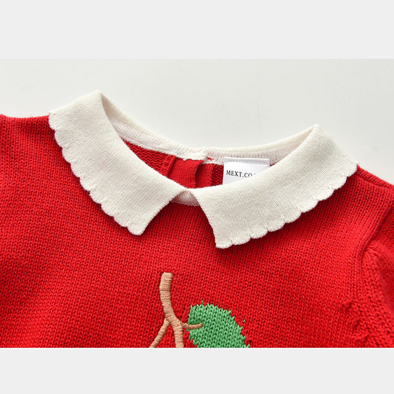 Bebeluși Copii Fete Pulover tricot cu mânecă lungă cu imprimare cireșe Toamna Iarnă Copii Fete Pulovere Pulovere Haine pentru copii