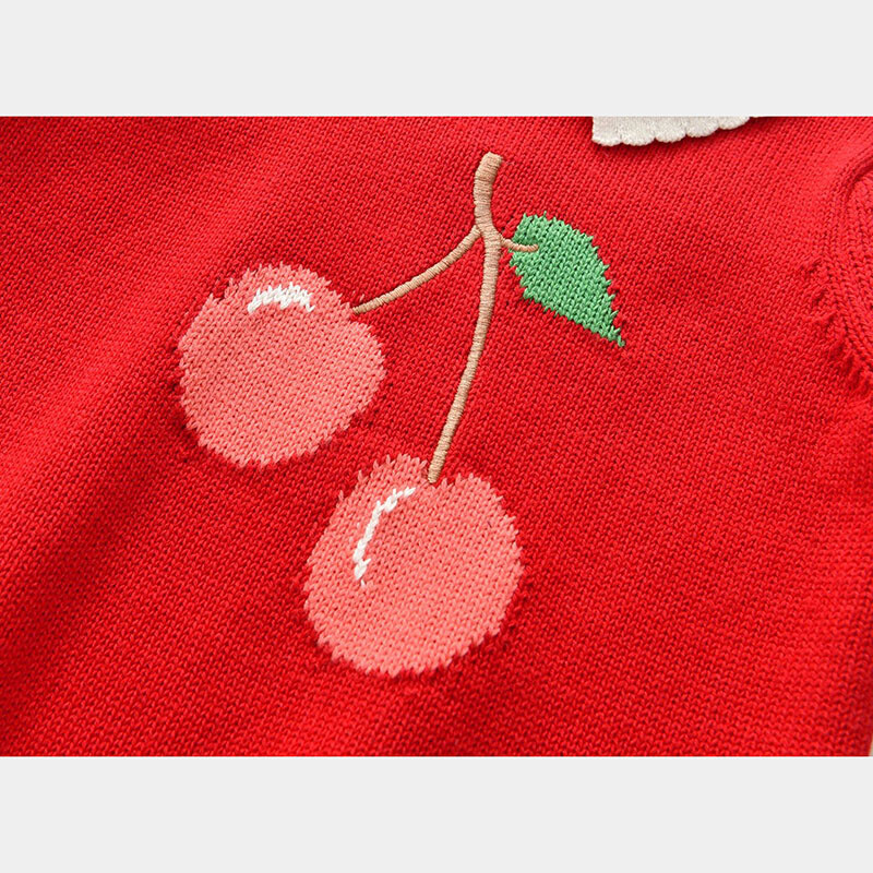 Bebeluși Copii Fete Pulover tricot cu mânecă lungă cu imprimare cireșe Toamna Iarnă Copii Fete Pulovere Pulovere Haine pentru copii