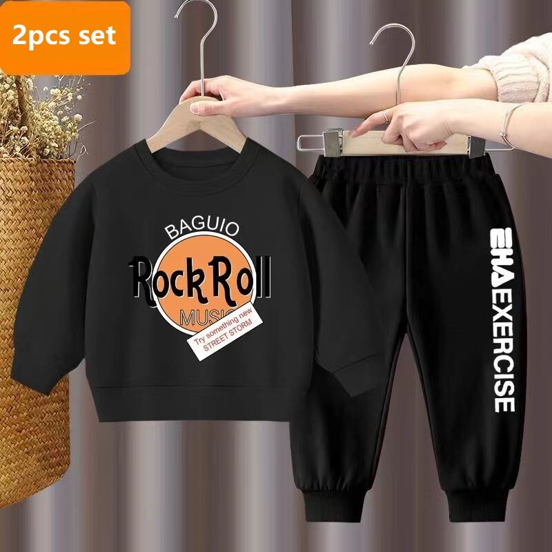 Rudens kūdikių mergaičių rūbų rinkinys raidėmis marginti megztiniai megztiniai viršus ir kelnės apačioje, 2 dalių kostiumas, vaikiški, vaikiški, berniukų sportiniai kostiumai