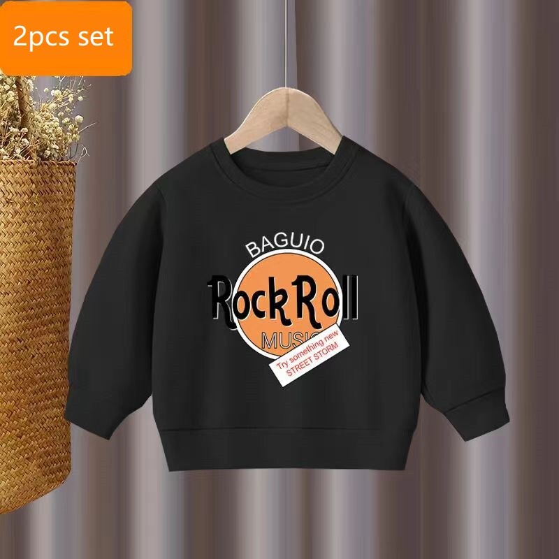 Rudens kūdikių mergaičių rūbų rinkinys raidėmis marginti megztiniai megztiniai viršus ir kelnės apačioje, 2 dalių kostiumas, vaikiški, vaikiški, berniukų sportiniai kostiumai