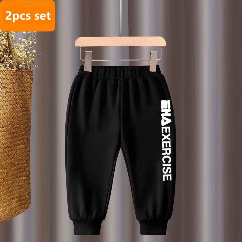 Rudens kūdikių mergaičių rūbų rinkinys raidėmis marginti megztiniai megztiniai viršus ir kelnės apačioje, 2 dalių kostiumas, vaikiški, vaikiški, berniukų sportiniai kostiumai