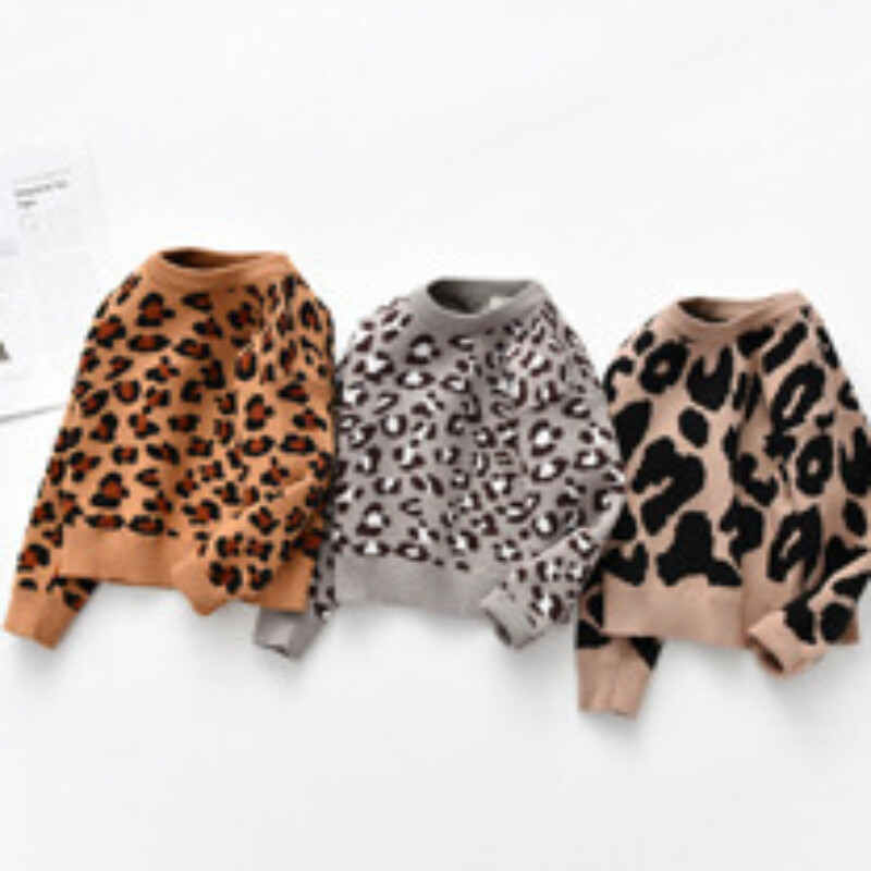 Kūdikių megztinis korėjietiško leidimo vaikams ilgomis rankovėmis, apvaliu kaklu, leopardo rašto megztinis vaikiškas megztinis megztinis 2023 m. 겨울 아기옷 Свитер