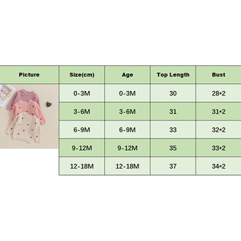 Tregren 0-18M Пуловери за новородени момичета Сладки плетени пуловери с дълъг ръкав и сърце с бродерия Пуловери за бебета за Свети Валентин