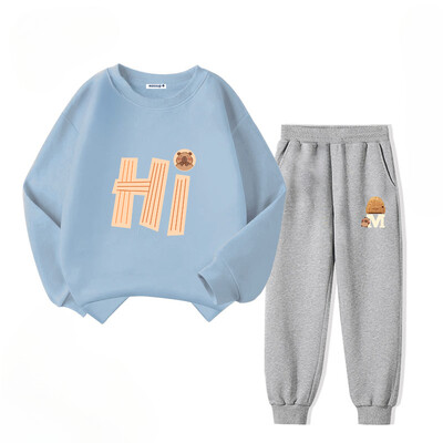 Rudens vaikų berniukų rūbų rinkinys Vaikų mergaičių mados raidėmis marginti megztiniai Viršus ir kelnės apačioje 2vnt Apranga Sportiniai kostiumai