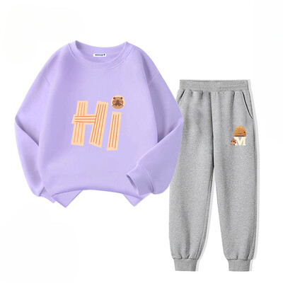 Rudens vaikų berniukų rūbų rinkinys Vaikų mergaičių mados raidėmis marginti megztiniai Viršus ir kelnės apačioje 2vnt Apranga Sportiniai kostiumai