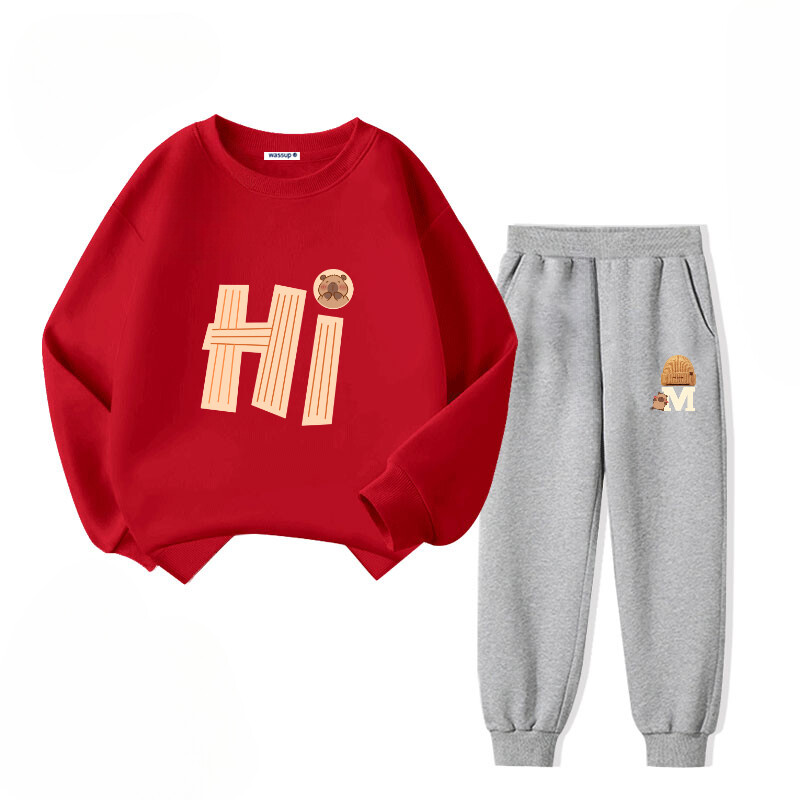 Rudens vaikų berniukų rūbų rinkinys Vaikų mergaičių mados raidėmis marginti megztiniai Viršus ir kelnės apačioje 2vnt Apranga Sportiniai kostiumai