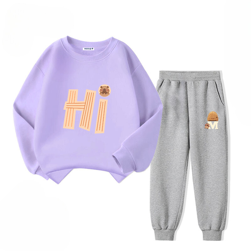 Rudens vaikų berniukų rūbų rinkinys Vaikų mergaičių mados raidėmis marginti megztiniai Viršus ir kelnės apačioje 2vnt Apranga Sportiniai kostiumai