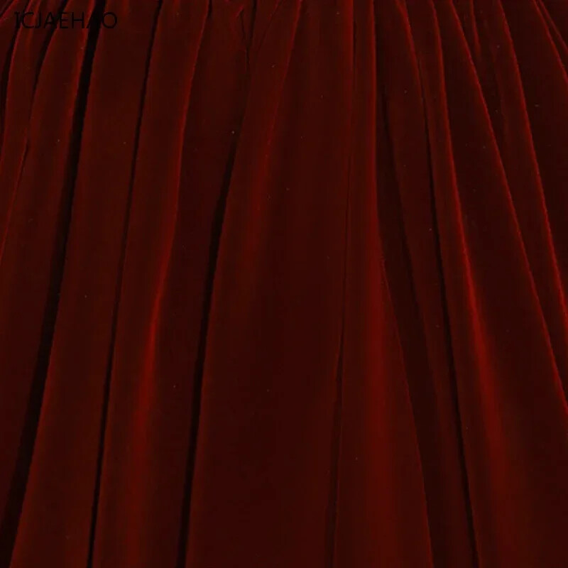 ICJAEHAO 2024 m. vaikiška suknelė mergaičių princesės raudona suknelė Aukščiausios klasės Naujųjų metų gimtadienio vakarėlio suknele pianinui rudens ir žiemos drabužiai