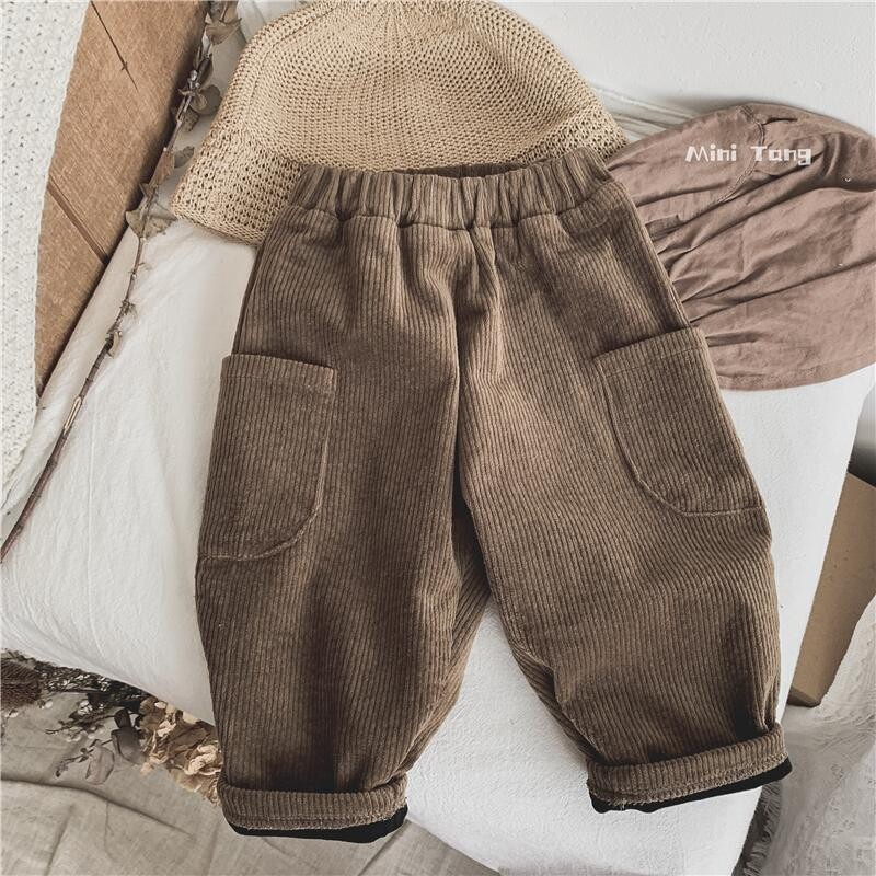 Χειμερινά βελούδινα ζεστά παιδικά παντελόνια 2024 Κορεατικά Παιδικά ρούχα Κοτλέ βελούδινα χοντρά ζεστά καθημερινά παντελόνια για αγόρια, κορίτσια