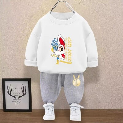 Rudens vaikų mergaičių drabužių rinkinys Vaikų berniukų animacinių filmų marginti megztiniai ir kelnių kostiumas ilgomis rankovėmis marškinėliai viršutiniai apatiniai sportiniai kostiumai