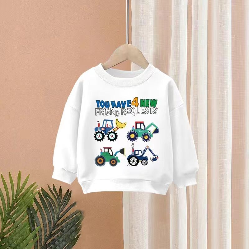 Rudens vaikų berniukų rūbų rinkinys Vaikų mergaičių ekskavatorius Spausdinti megztiniai megztiniai ir kelnės 2 vnt. kostiumas ilgomis rankovėmis sportiniai kostiumai