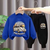 Rudens mazuļu zēnu drēbes Modes apdrukāti T-krekli un bikses, 2 dab. komplekts, bērni, meitenes, ikdienišķi, augšējie tērpi, treniņtērpi