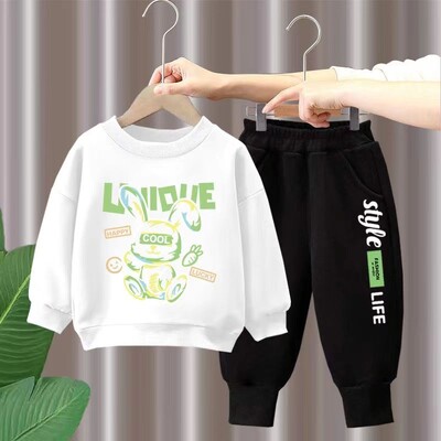 Őszi gyerek fiú ruha szett gyerekeknek lányok rajzfilm nyomtatott pulóverek pulóver felső és nadrág öltöny baba felső alsó atléta