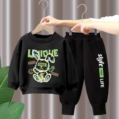 Őszi gyerek fiú ruha szett gyerekeknek lányok rajzfilm nyomtatott pulóverek pulóver felső és nadrág öltöny baba felső alsó atléta