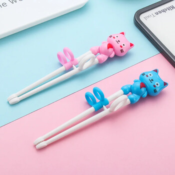 1 Pair Learning Chopstick Training Correction Cute Cat Baby Kids Children Chinese Chopsticks Learner Πλαστικά επιτραπέζια σκεύη κουζίνας