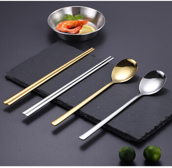 Chopsticks από ανοξείδωτο ατσάλι, οικιακά αντιολισθητικά συμπαγή chopsticks, κουτάλι, μεταλλικά chopsticks επιτραπέζια σκεύη υψηλής θερμοκρασίας