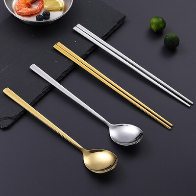 Bețișoare din oțel inoxidabil, bețișoare solide antiderapante de uz casnic, lingură, betisoare metalice pentru vesela la temperatură înaltă