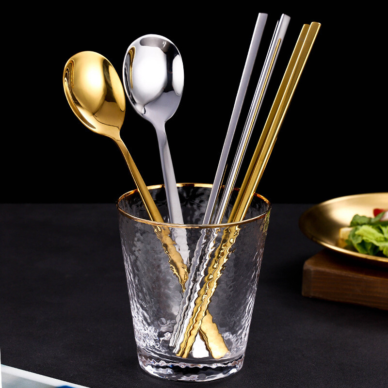 Bețișoare din oțel inoxidabil, bețișoare solide antiderapante de uz casnic, lingură, betisoare metalice pentru vesela la temperatură înaltă