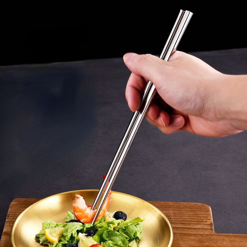 Bețișoare din oțel inoxidabil, bețișoare solide antiderapante de uz casnic, lingură, betisoare metalice pentru vesela la temperatură înaltă