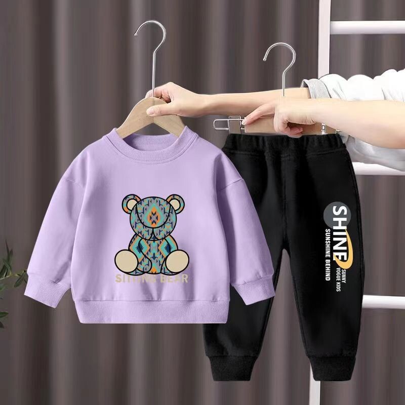 Set de haine de toamnă pentru copii, băieți, fete, hanorace imprimate cu desene animate, pulover, top și pantaloni, 2 buc, costum pentru bebeluși, treninguri de modă