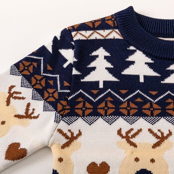 Νέο Παιδικό Χριστουγεννιάτικο Jumper Boys Cartoon Deer Knit πουλόβερ Φθινοπωρινό χειμώνα Κορίτσια Ζεστό χαριτωμένο casual παλτό 2-6 ετών