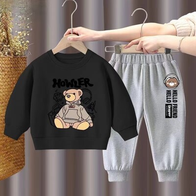 Vaikiški drabužiai Berniukams ir mergaitėms Rudeninis viršutinis ilgomis rankovėmis ir kelnės 2 dalių rinkiniai Vaikiški berniukų ir mergaičių spausdinti sportiniai kostiumai